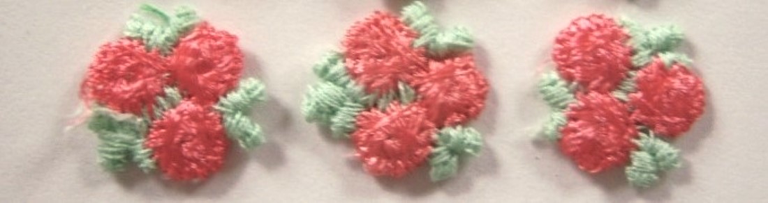 11 Coral/Mint Tri-Bud 3/4" Appliques