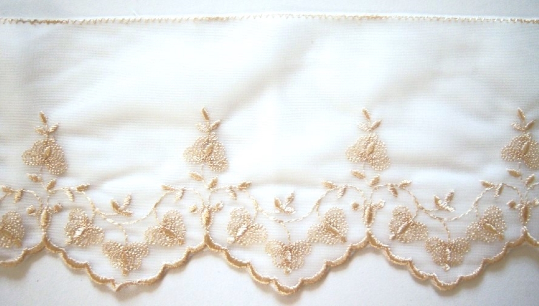 White/Beige 3 1/2" Double Tricot