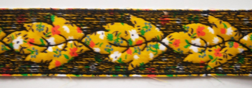 Gold/Black 1 7/8" Quilted Leaf
