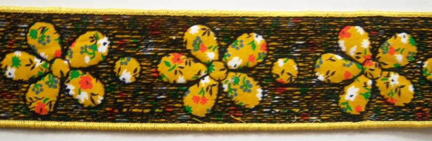 Gold/Black 2" Quilted Daisy
