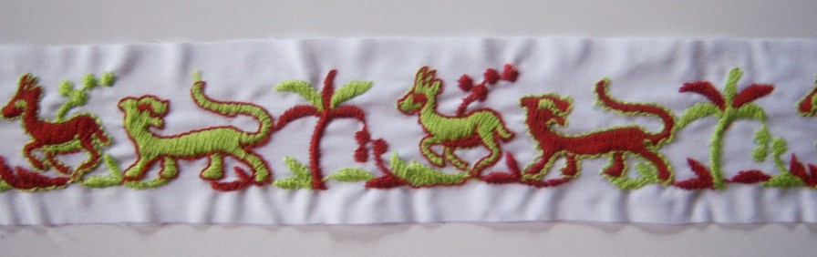 White/Lime 2" Embr. Cotton