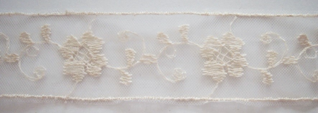 Natural Embroidered Organza