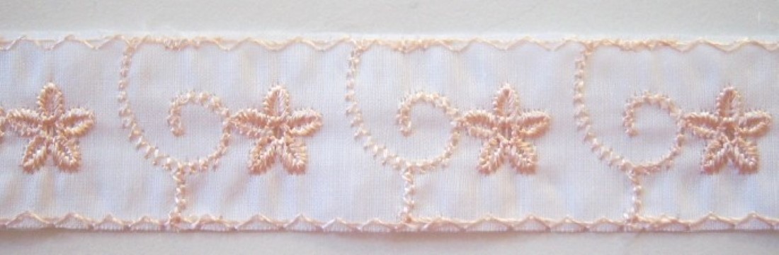 White/Peach 7/8" Taffeta