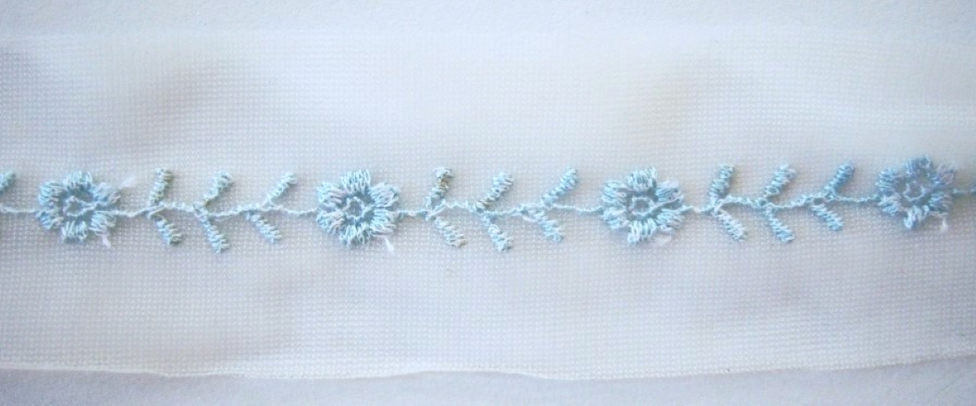 White/Blue Embr. 1 1/4" Tricot