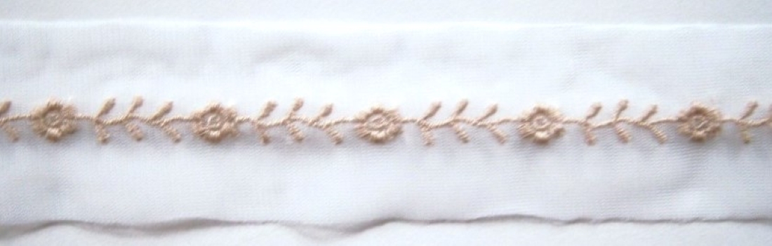 White/Tan Embroidered Tricot