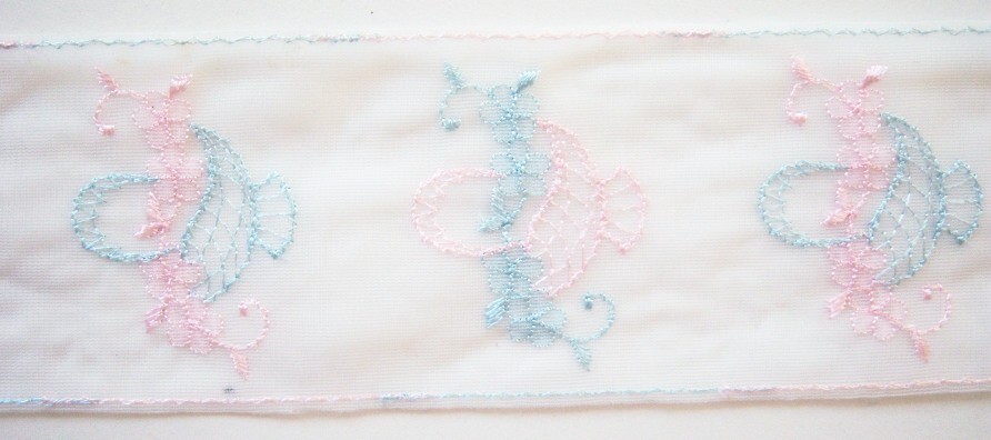 White/Pink/Blue 2 1/4" Tricot