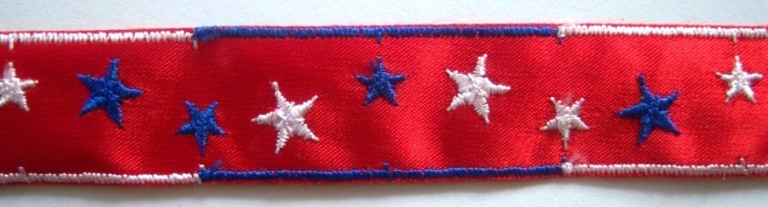 Red with White/Blue Stars 7/8" Celanese Acetate Ribbon