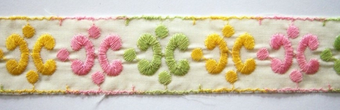 Pink/Sage/Gold 1 1/4" Cotton