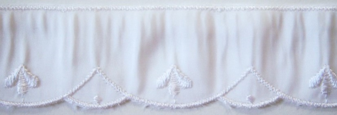White Embroidered 1 3/8" Taffeta