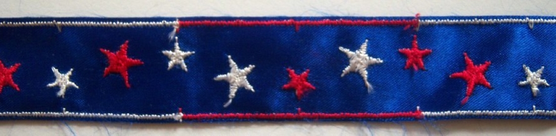 Royal with White/Red Stars 7/8" Celanese Acetate Ribbon