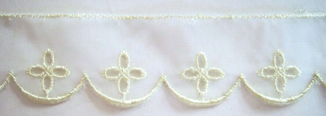 White/Yellow Embroidered 1 1/4" Organza