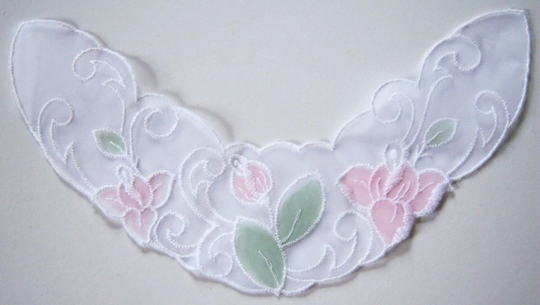White/Pink/Green Organza Applique