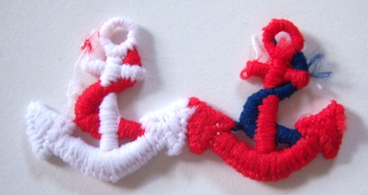 White/Red Anchor 3/4" Appliques