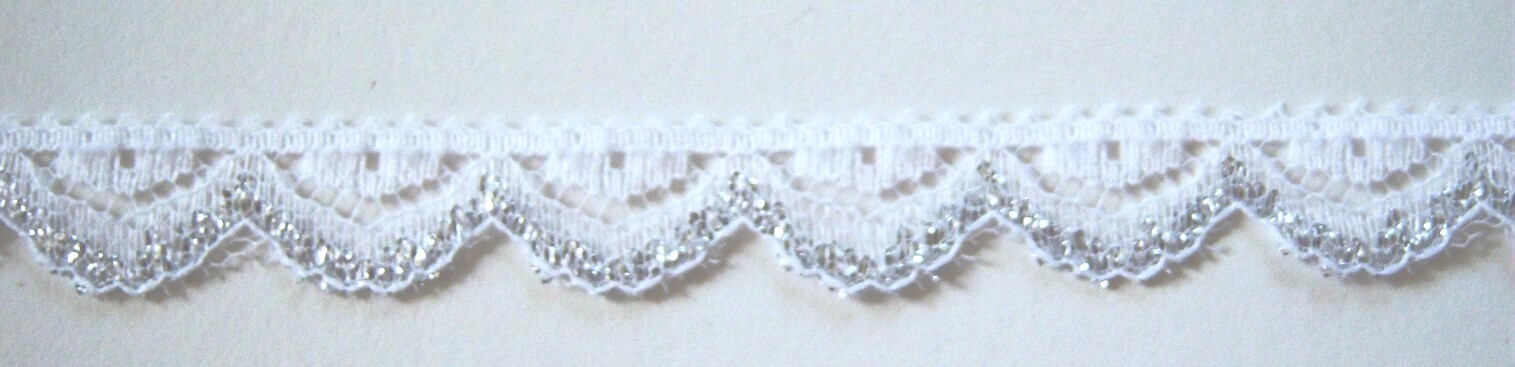 White/Silver 1/2" Metallic Lace