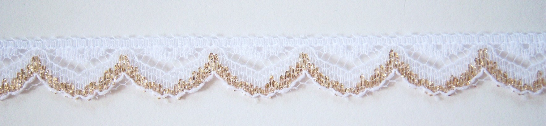 White/Gold 1/2" Metallic Lace