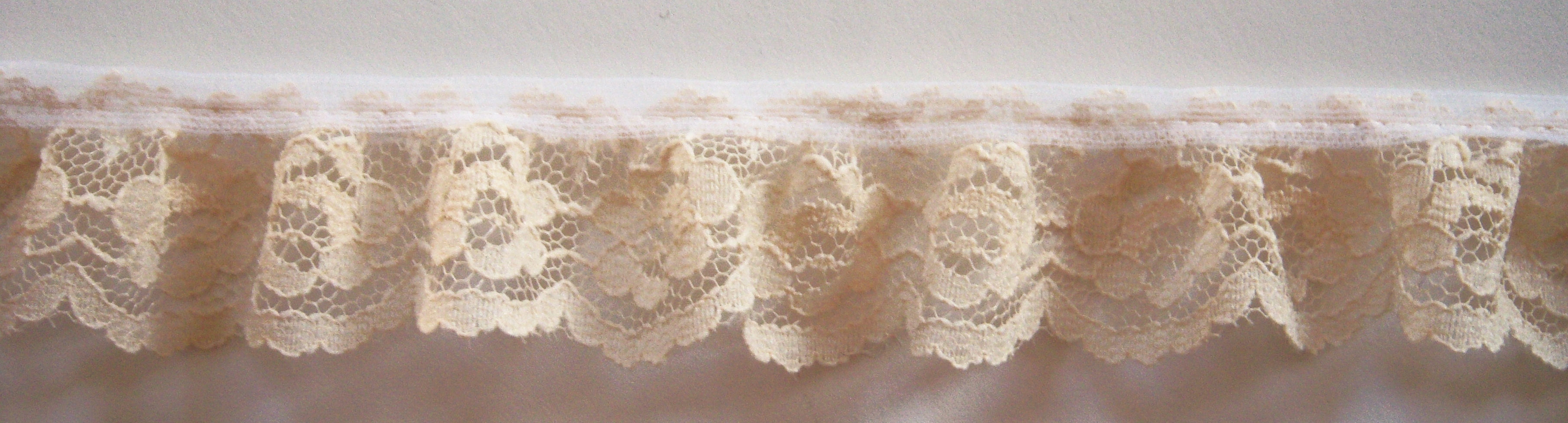 Natural 1 1/8" Nylon Gathered Lace