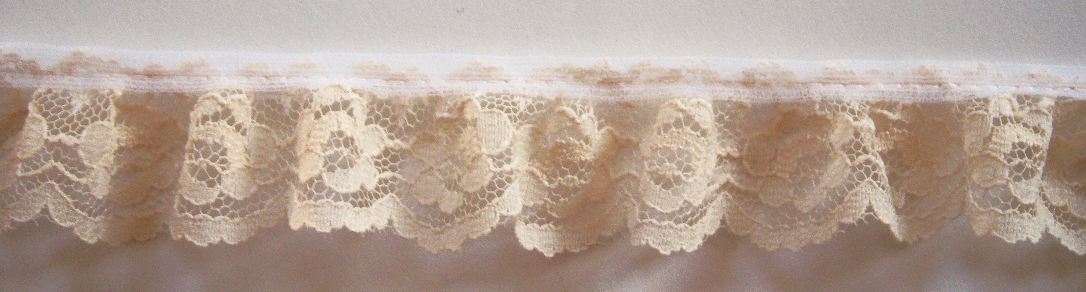 Natural 1 1/8" Nylon Gathered Lace