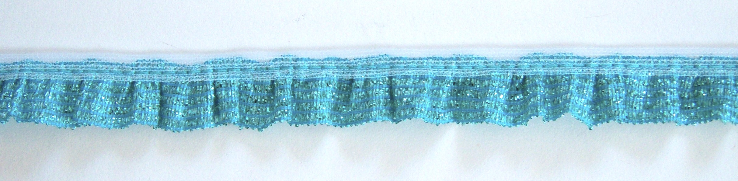 Aqua 5/8" Metallic Gathered Ribbon