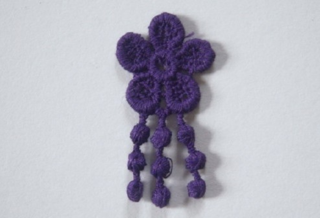 Purple Dangle Venise Lace Applique