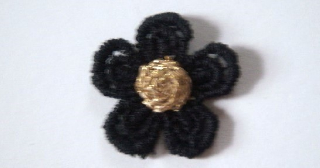 Black/Gold Daisy Venise Lace Applique