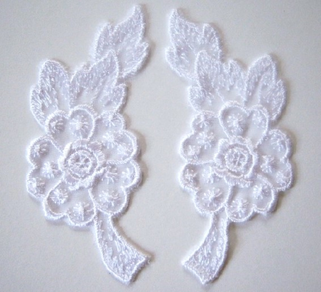 White Embroidered Organza Pair