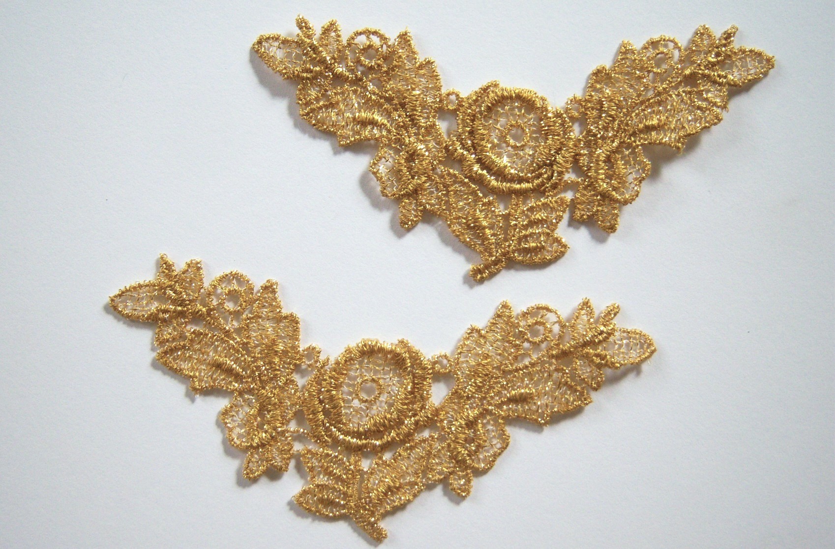 Gold Metallic Venise Lace Sew On Pair