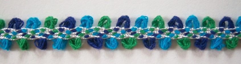 Turquoise/Royal/Green 7/16" Picot Rick Rack