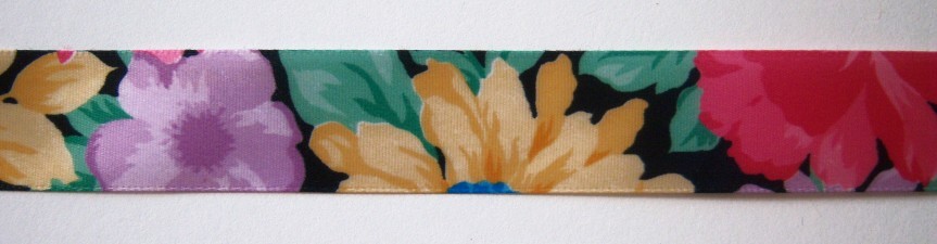 Black/Yellow Floral 1" Poly Ribbon