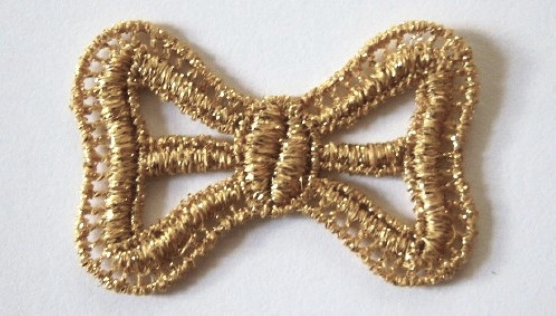 Gold Metallic Bow Applique