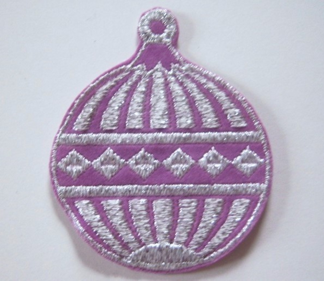 Silver Metallic/Orchid 3 1/2" Sew On Ornament