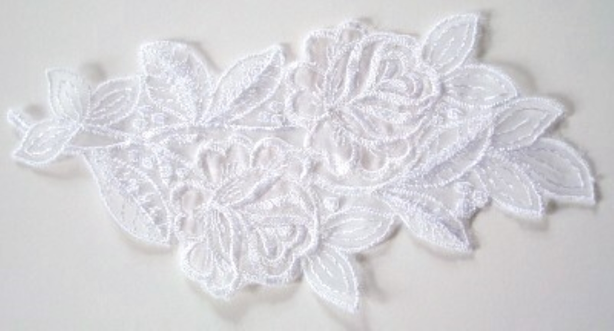 Off White Organza Rose Applique