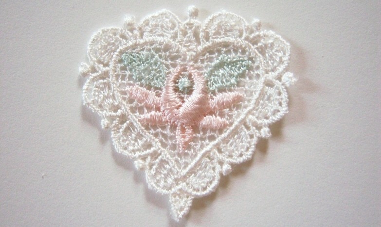 Ivory/Pastel Heart Venise Lace Applique