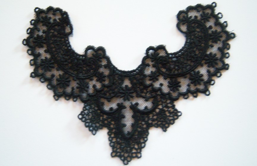 Black Tulle Venise Lace 5" x 7" Yoke