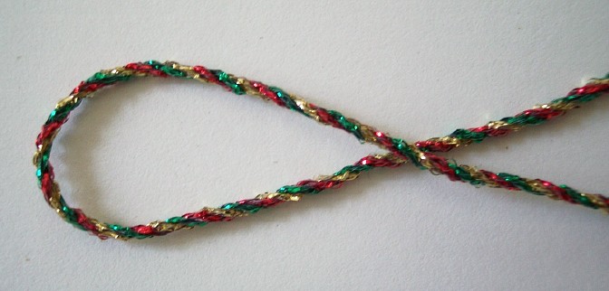 Red/Green/Gold Metallic 1/16" Cord