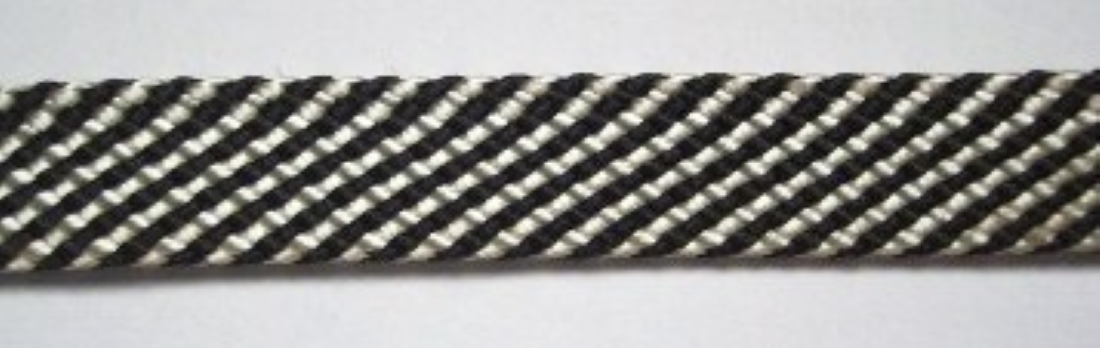 Black/Ivory Bias 1/2" Soft Trim