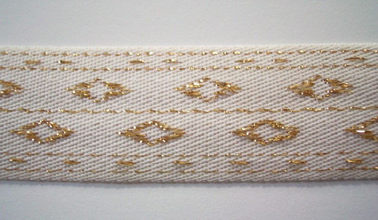 White/Gold Diamond 1 3/8" Webbing