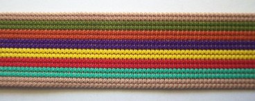 Tan Multi Stripe 1 1/8" Elastic