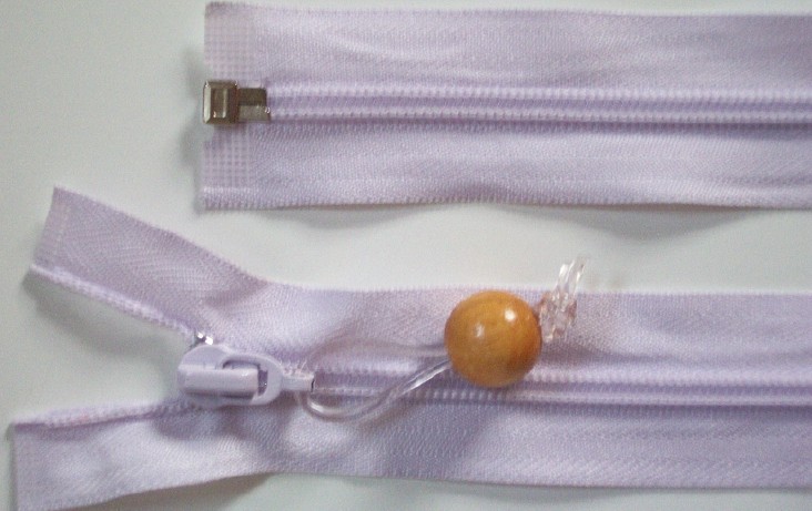 Lt Lilac YKK 28" Coil Wood Bead Pull Separating Zipper