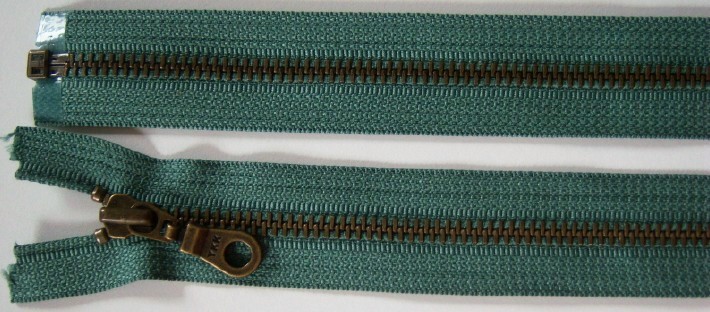 Antique Aqua YKK 24" Metal Separating Zipper