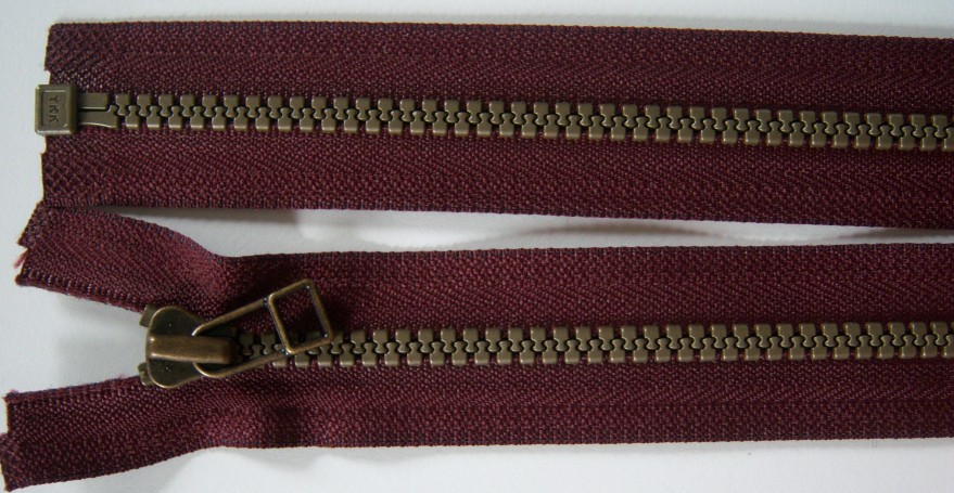 Wine YKK 20" Vislon Separating Zipper