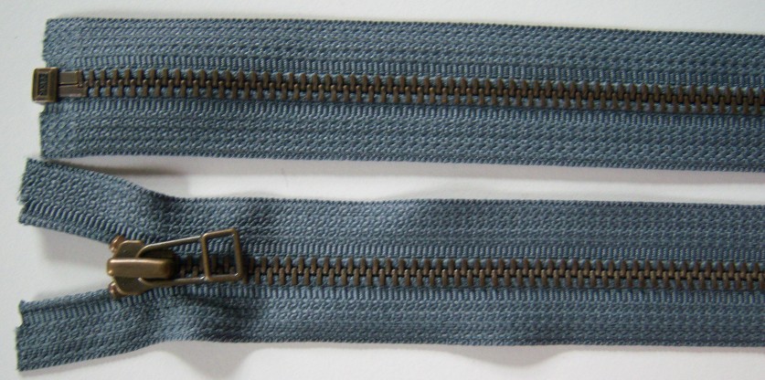 Grey YKK 27" Metal Separating Zipper