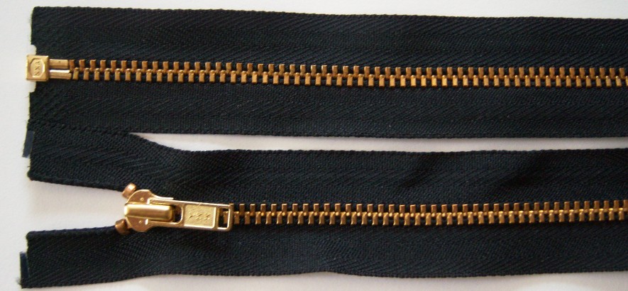 YKK 60" Black/Brass Separating Zipper