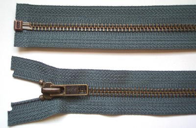 Grey YKK 21" Metal Separating Zipper