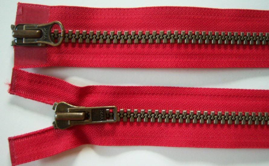 Tomato Red YKK 26" Vislon Parka Separating Zipper
