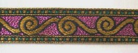 Gold/Fuchsia 7/8" Jacquard