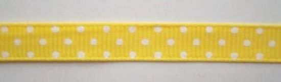 Lemon/White Dot 3/8" Grosgrain Ribbon