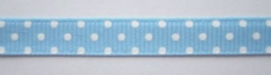 Light Blue/White Dot 3/8" Grosgrain Ribbon