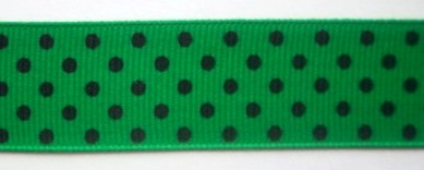 Emerald/Black Dot 7/8" Grosgrain Ribbon