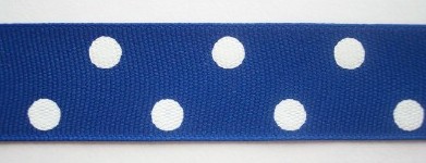 Royal/White Dot 1" Grosgrain Ribbon