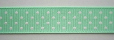 Mint/White Dot 5/8" Grosgrain Ribbon